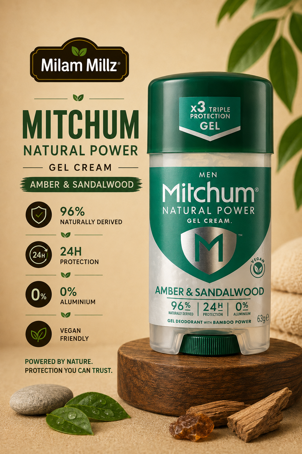 Mitchum Natural Powder Deodorant Stick